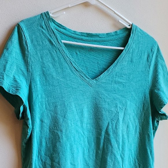 Tommy Hilfiger Aqua V-Neck T-Shirt Size Large - Picture 3 of 16